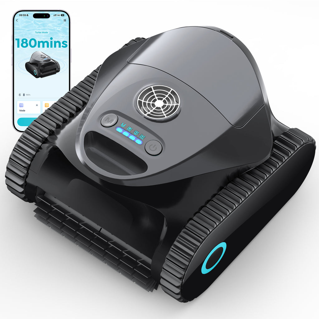 Robotic Pool Vacuum for inground Pool with 180Mins Runtime, Pool Cleaner Wall Climbing, App Support, Ultra-Strong Suction, Dual Filtration, Smart Navigation, Wall &Waterline Cleaning