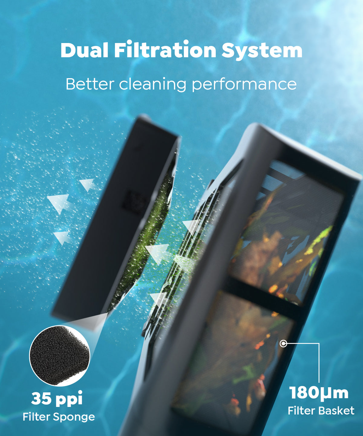 C2 Wall Climbing Robotic Pool Cleaner with Dual Filtration System, Waterline Scrubbing, 180 Mins Runtime, APP Support, Multiple Cleaning Modes, Ideal for Inground Pools