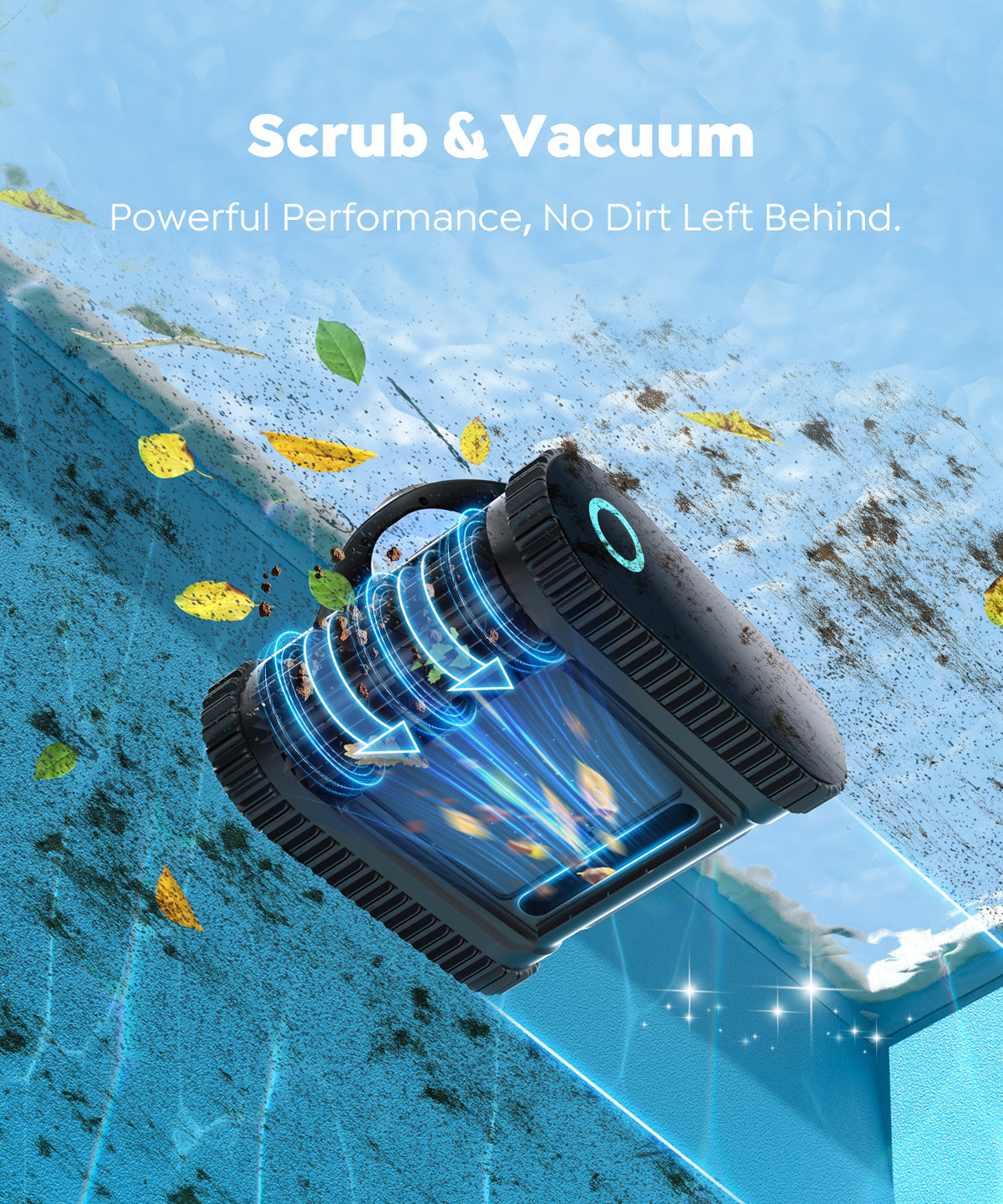 C2 Wall Climbing Robotic Pool Cleaner with Dual Filtration System, Waterline Scrubbing, 180 Mins Runtime, APP Support, Multiple Cleaning Modes, Ideal for Inground Pools