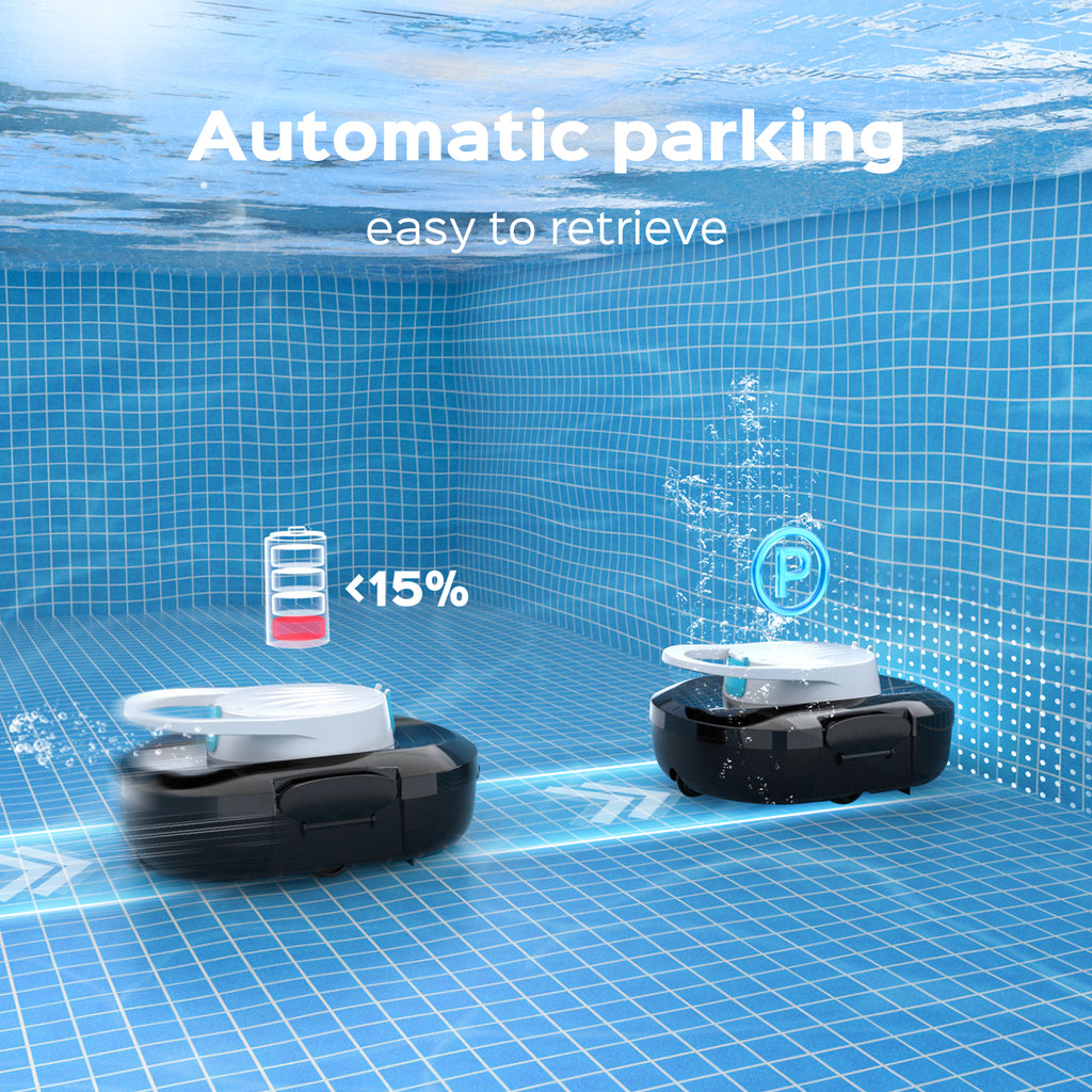 S1 Pro In‑Ground & Above‑Ground Robotic Pool Cleaner, Automatic Pool Vacuum, 130‑Min Long Runtime, Dual‑Layer Filter Basket, Auto‑Parking Feature, Floor‑Only Pool‑Cleaning Robot