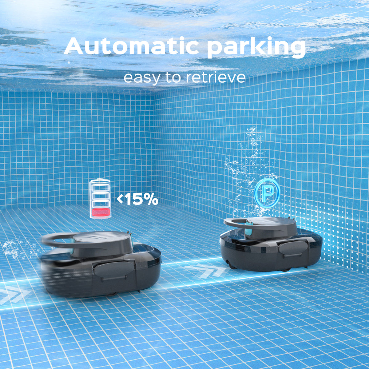 S1 Pro Robotic Pool Vacuum, Cordless Pool Cleaner, 130‑Min Runtime, Dual‑Layer Filter Basket, Auto‑Parking, Automatic Floor‑Only Cleaning for In‑Ground & Above‑Ground Pools