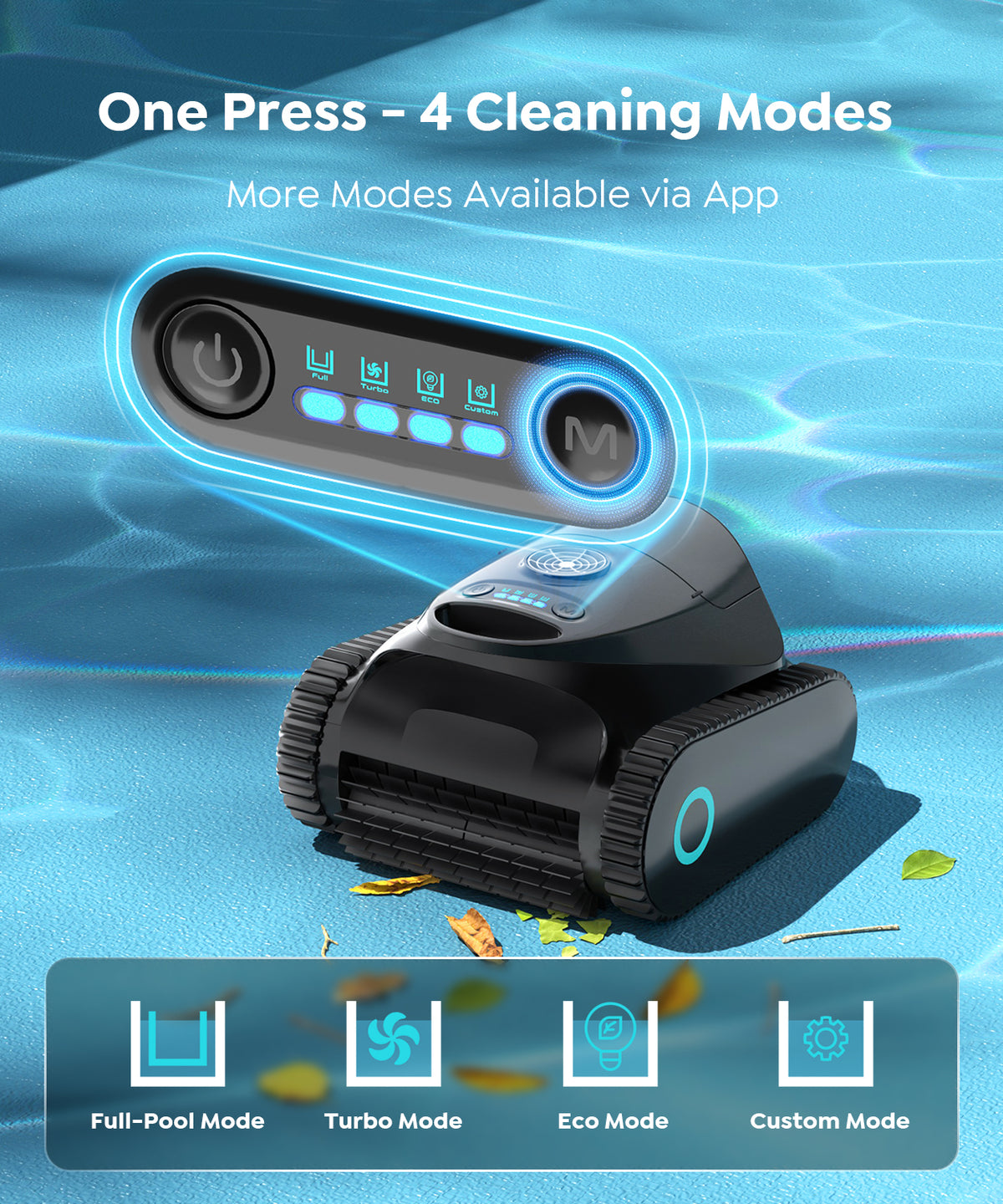 C2 Wall Climbing Robotic Pool Cleaner with Dual Filtration System, Waterline Scrubbing, 180 Mins Runtime, APP Support, Multiple Cleaning Modes, Ideal for Inground Pools