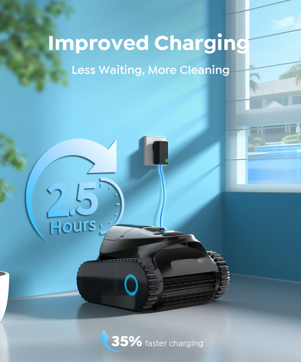 C2 Wall Climbing Robotic Pool Cleaner with Dual Filtration System, Waterline Scrubbing, 180 Mins Runtime, APP Support, Multiple Cleaning Modes, Ideal for Inground Pools