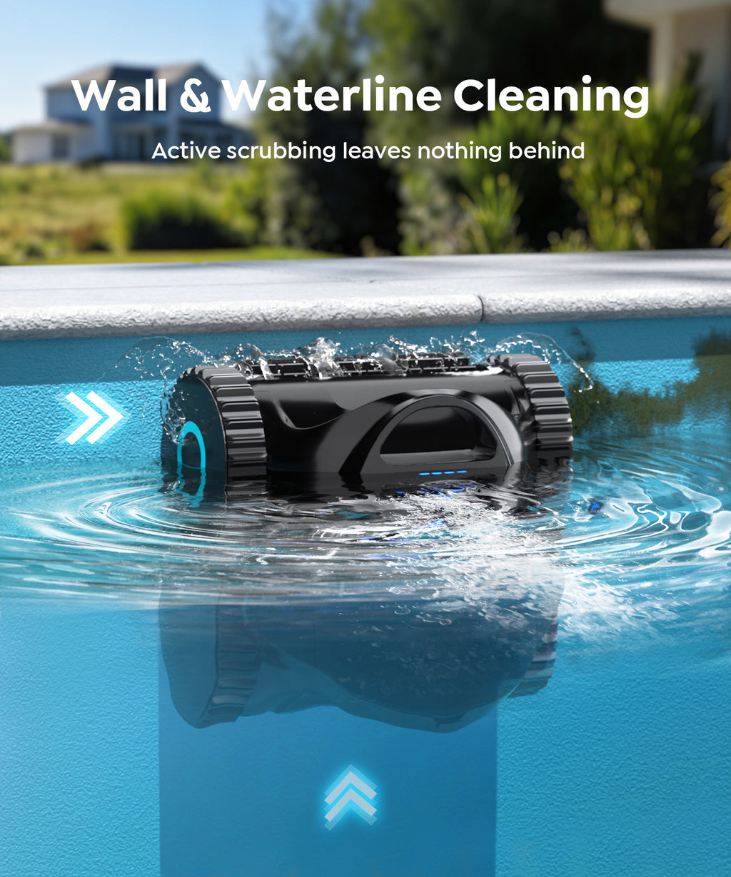 C2 Wall Climbing Robotic Pool Cleaner with Dual Filtration System, Waterline Scrubbing, 180 Mins Runtime, APP Support, Multiple Cleaning Modes, Ideal for Inground Pools